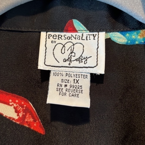 Vintage all over novelty shoe print button down tunic top Emily in Paris SATC 1X - Picture 4 of 10